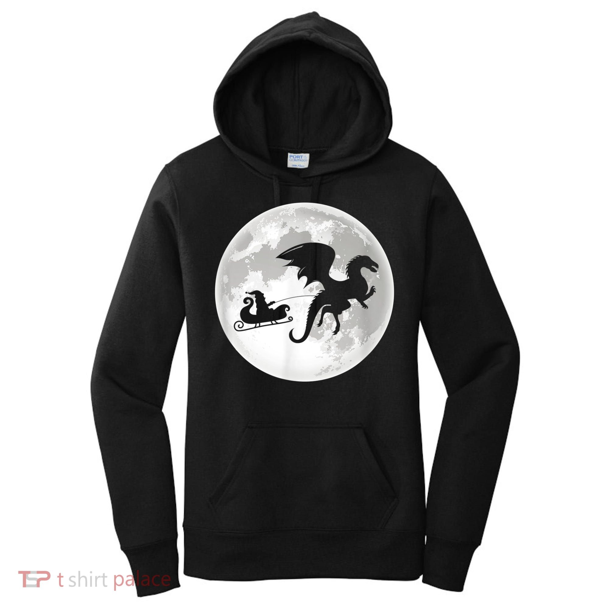 Christmas Dragon Santa Claus Moon Xmas Pajama Party Women's Hoodie