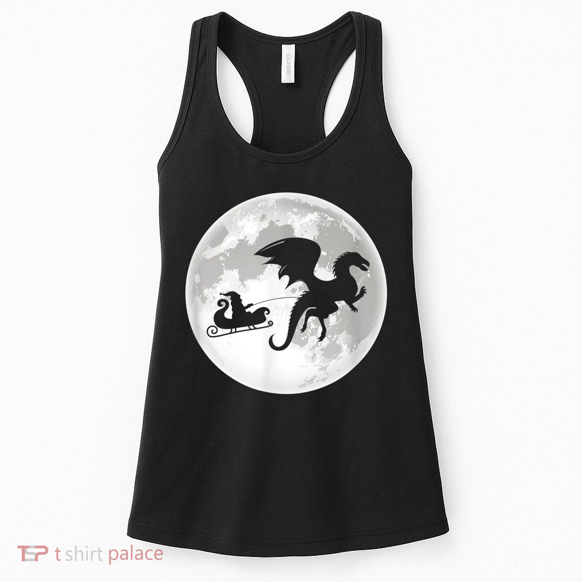 Christmas Dragon Santa Claus Moon Xmas Pajama Party Women's Tank Top