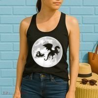 Christmas Dragon Santa Claus Moon Xmas Pajama Party Women's Tank Top thumb 2
