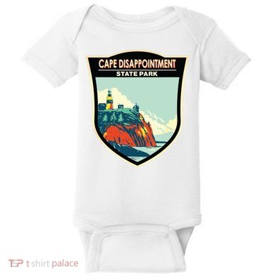Cape Disappointment State Park Washington Badge Vintage Baby Bodysuit