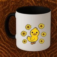 Cute Duck Summer Sunflower Kawaii Duck Coffee Mug thumb 2