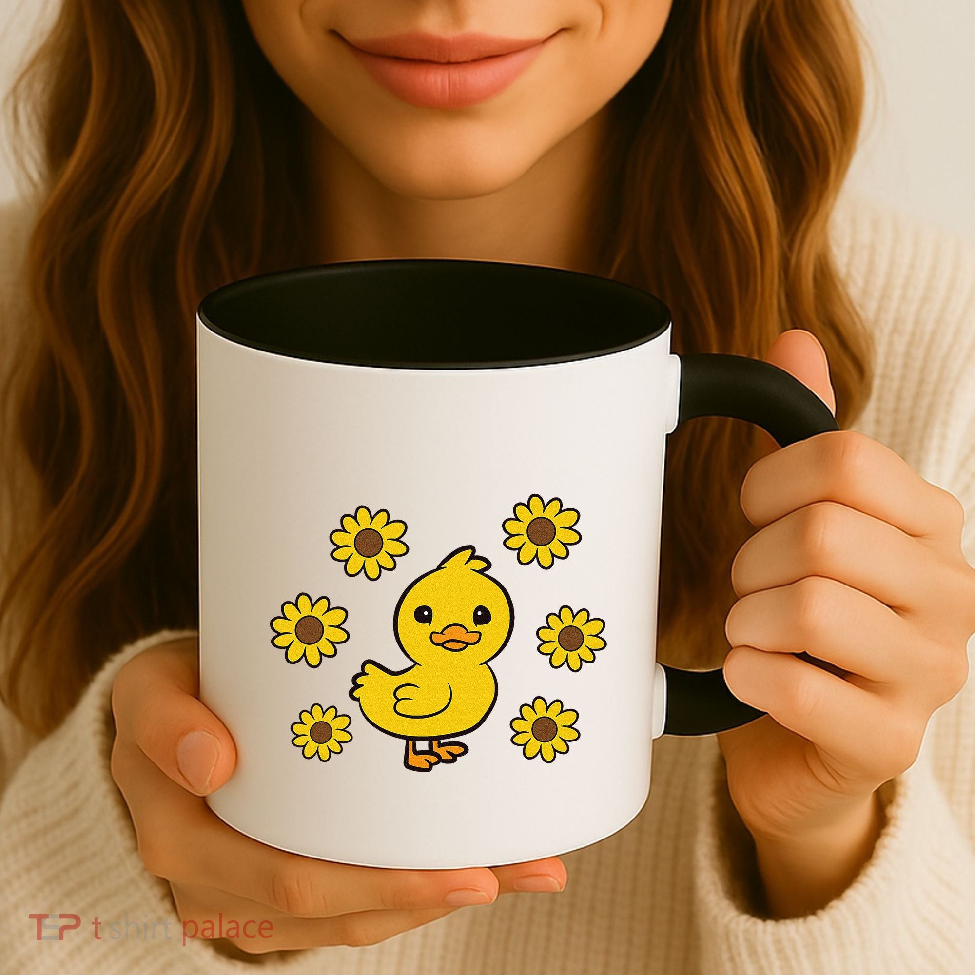 Cute Duck Summer Sunflower Kawaii Duck Coffee Mug