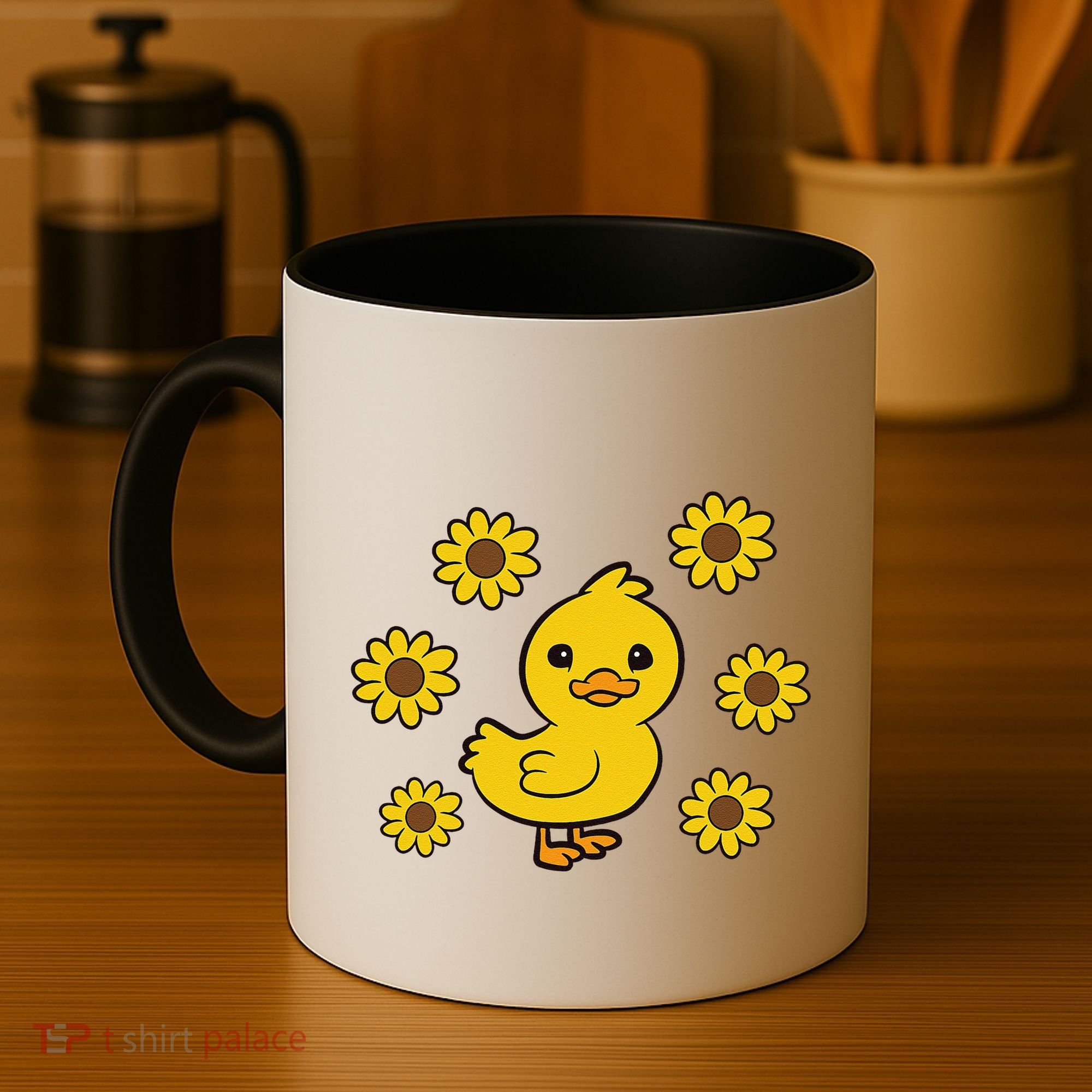 Cute Duck Summer Sunflower Kawaii Duck Coffee Mug