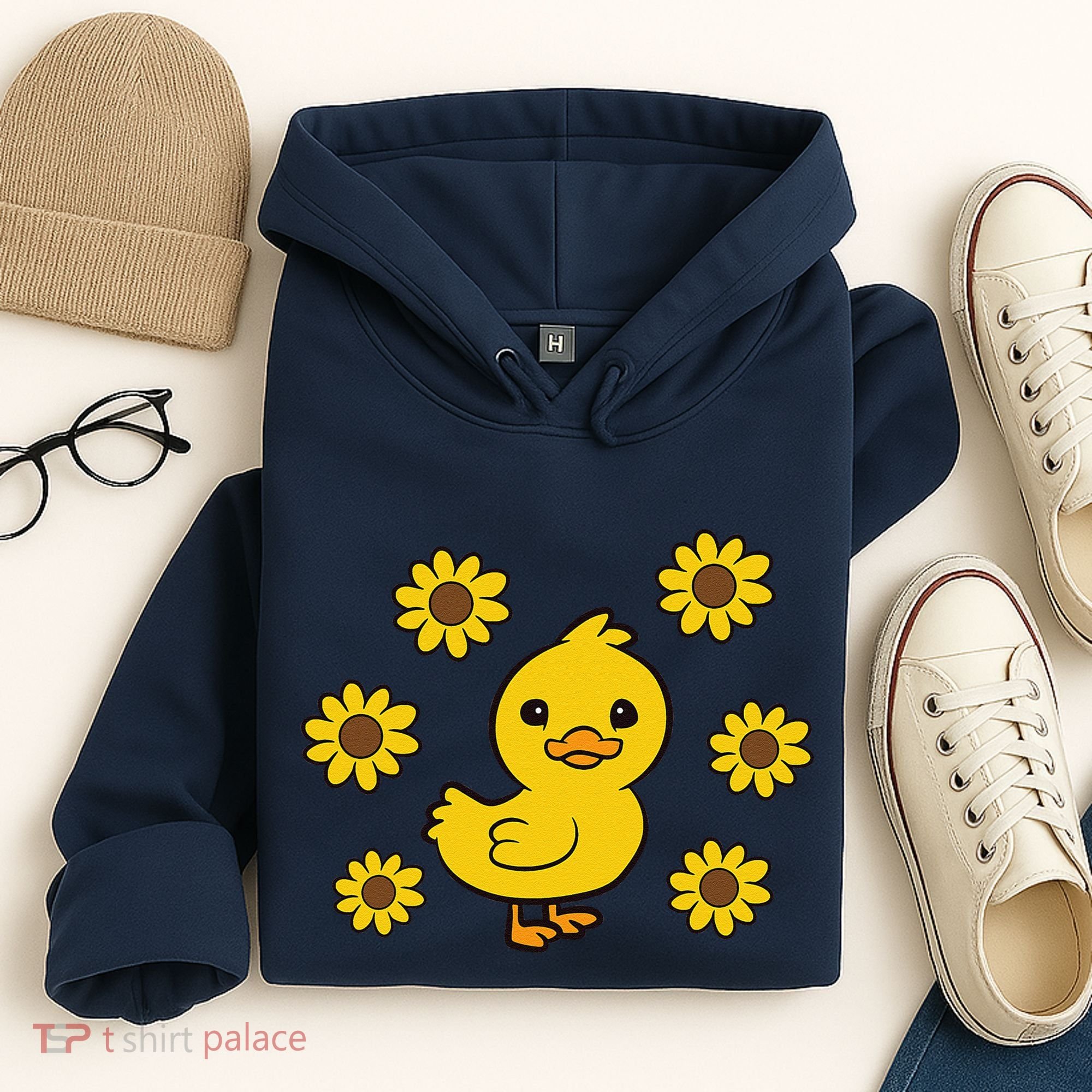 Cute Duck Summer Sunflower Kawaii Duck Hoodie