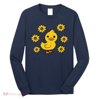 Cute Duck Summer Sunflower Kawaii Duck Long Sleeve Shirt