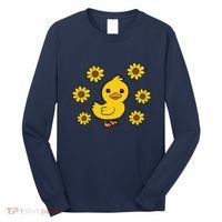 Cute Duck Summer Sunflower Kawaii Duck Long Sleeve Shirt thumb 0