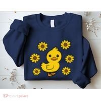 Cute Duck Summer Sunflower Kawaii Duck Sweatshirt thumb 2