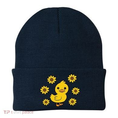 Cute Duck Summer Sunflower Kawaii Duck Beanie