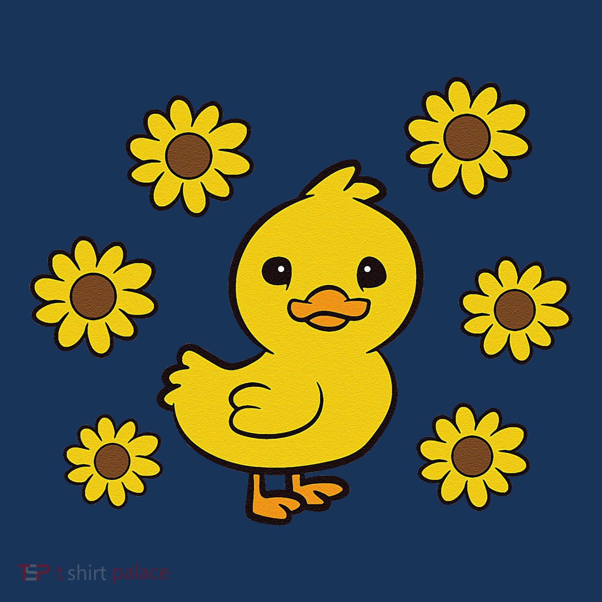 Cute Duck Summer Sunflower Kawaii Duck Baby Bodysuit