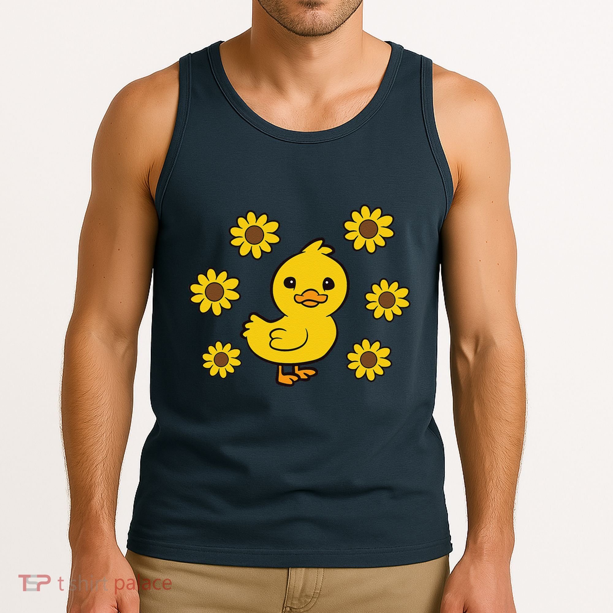 Cute Duck Summer Sunflower Kawaii Duck Tank Top