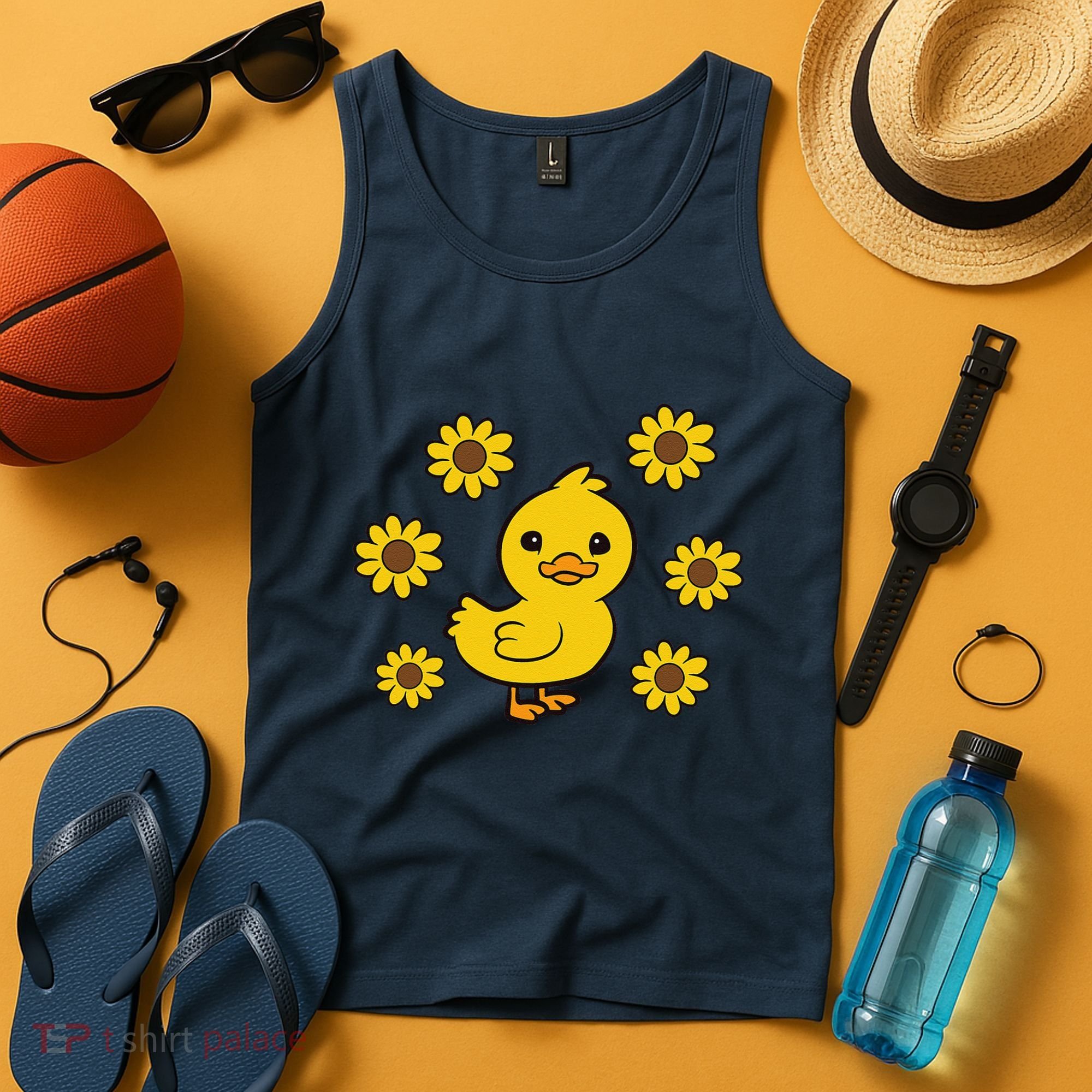 Cute Duck Summer Sunflower Kawaii Duck Tank Top