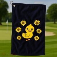 Cute Duck Summer Sunflower Kawaii Duck Golf Towel thumb 1