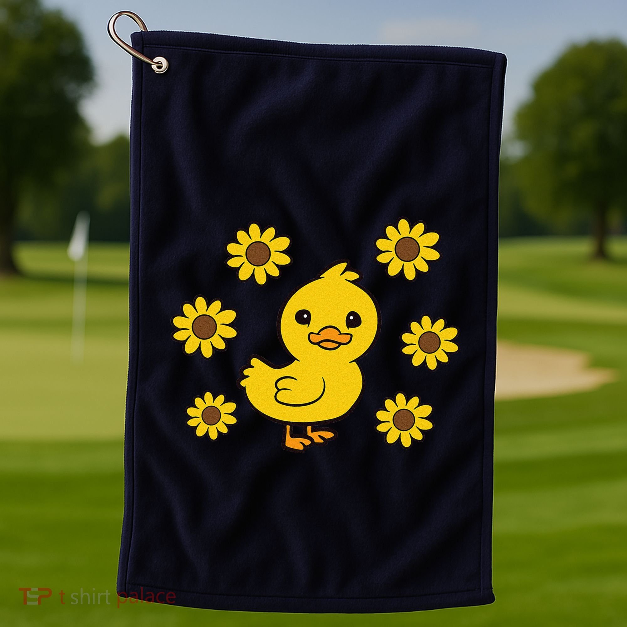 Cute Duck Summer Sunflower Kawaii Duck Golf Towel