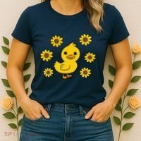 Cute Duck Summer Sunflower Kawaii Duck Women's T-Shirt thumb 2