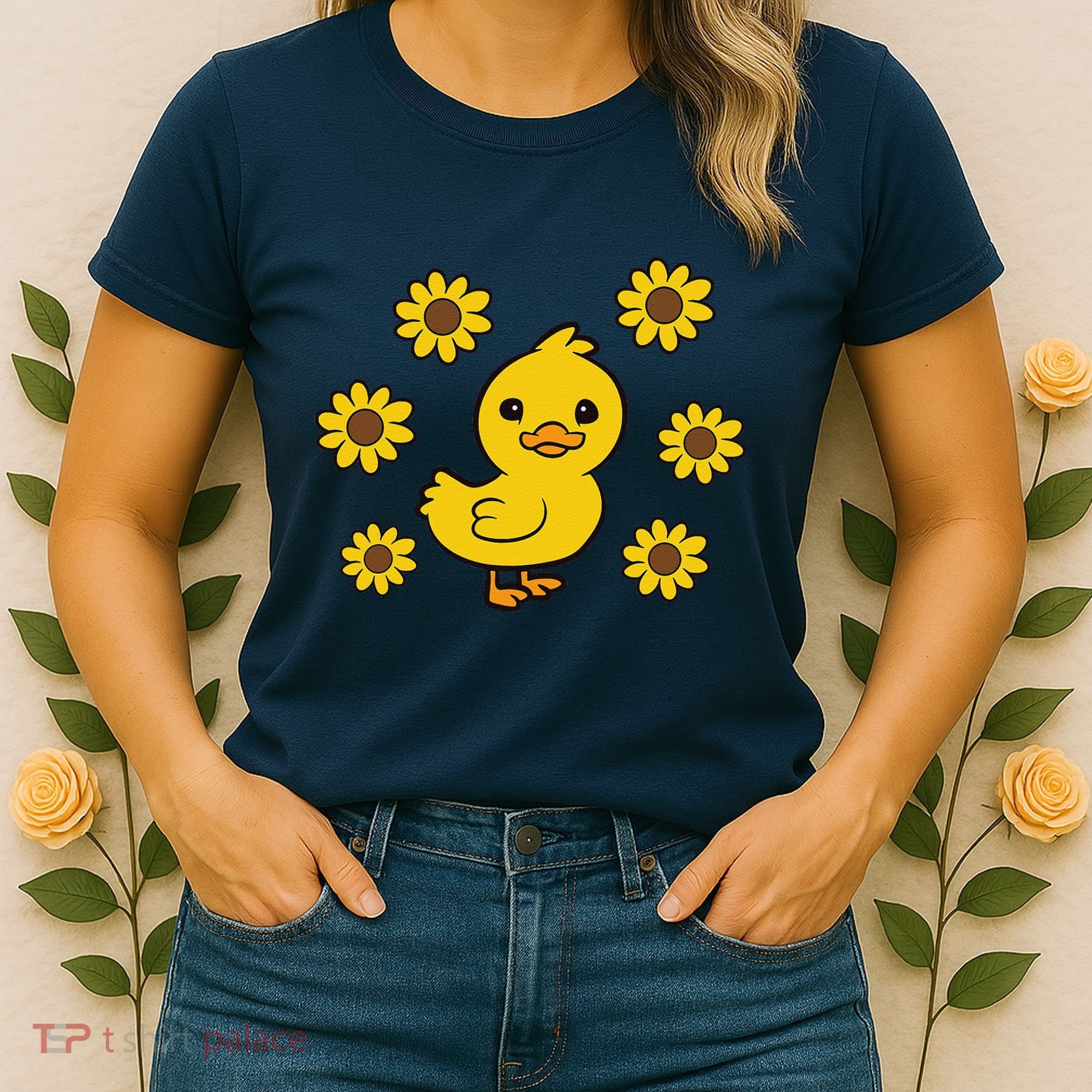 Cute Duck Summer Sunflower Kawaii Duck Women's T-Shirt