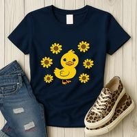 Cute Duck Summer Sunflower Kawaii Duck Women's T-Shirt thumb 3
