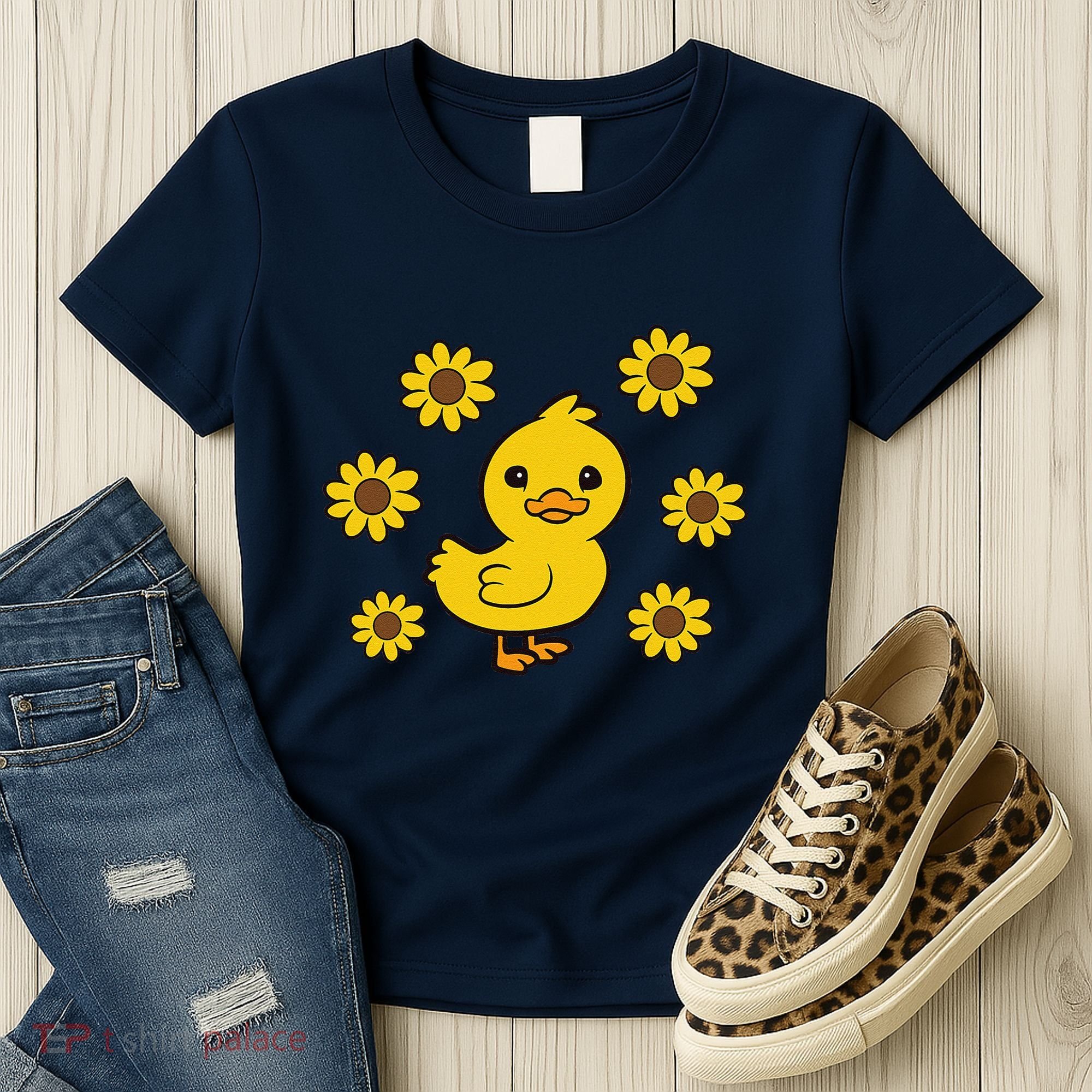 Cute Duck Summer Sunflower Kawaii Duck Women's T-Shirt