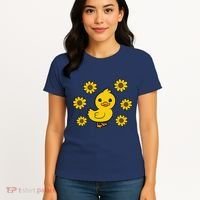 Cute Duck Summer Sunflower Kawaii Duck Women's T-Shirt thumb 4