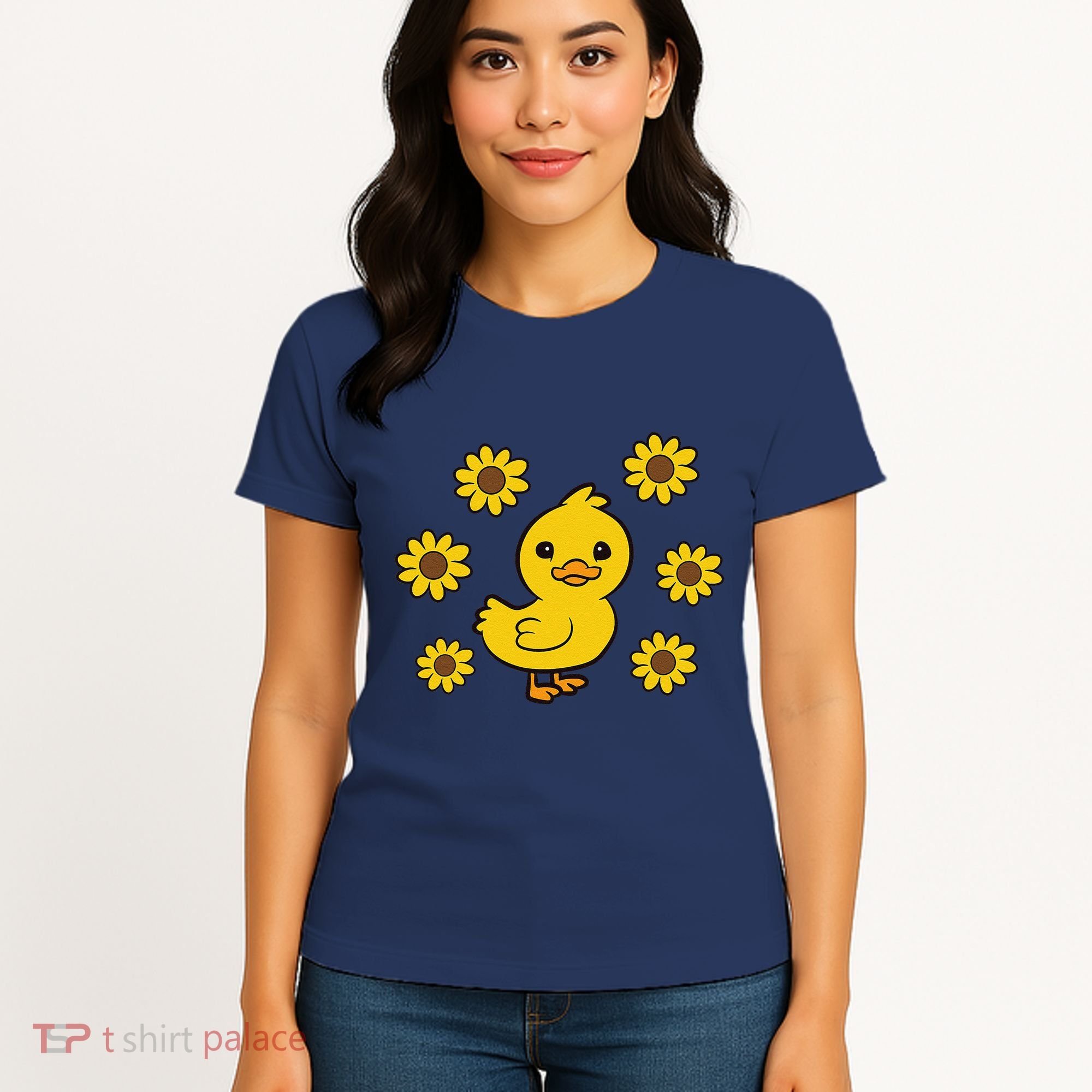 Cute Duck Summer Sunflower Kawaii Duck Women's T-Shirt