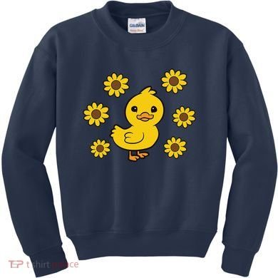 Cute Duck Summer Sunflower Kawaii Duck Kids Sweatshirt