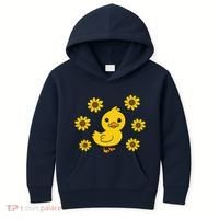 Cute Duck Summer Sunflower Kawaii Duck Kids Hoodie thumb 0
