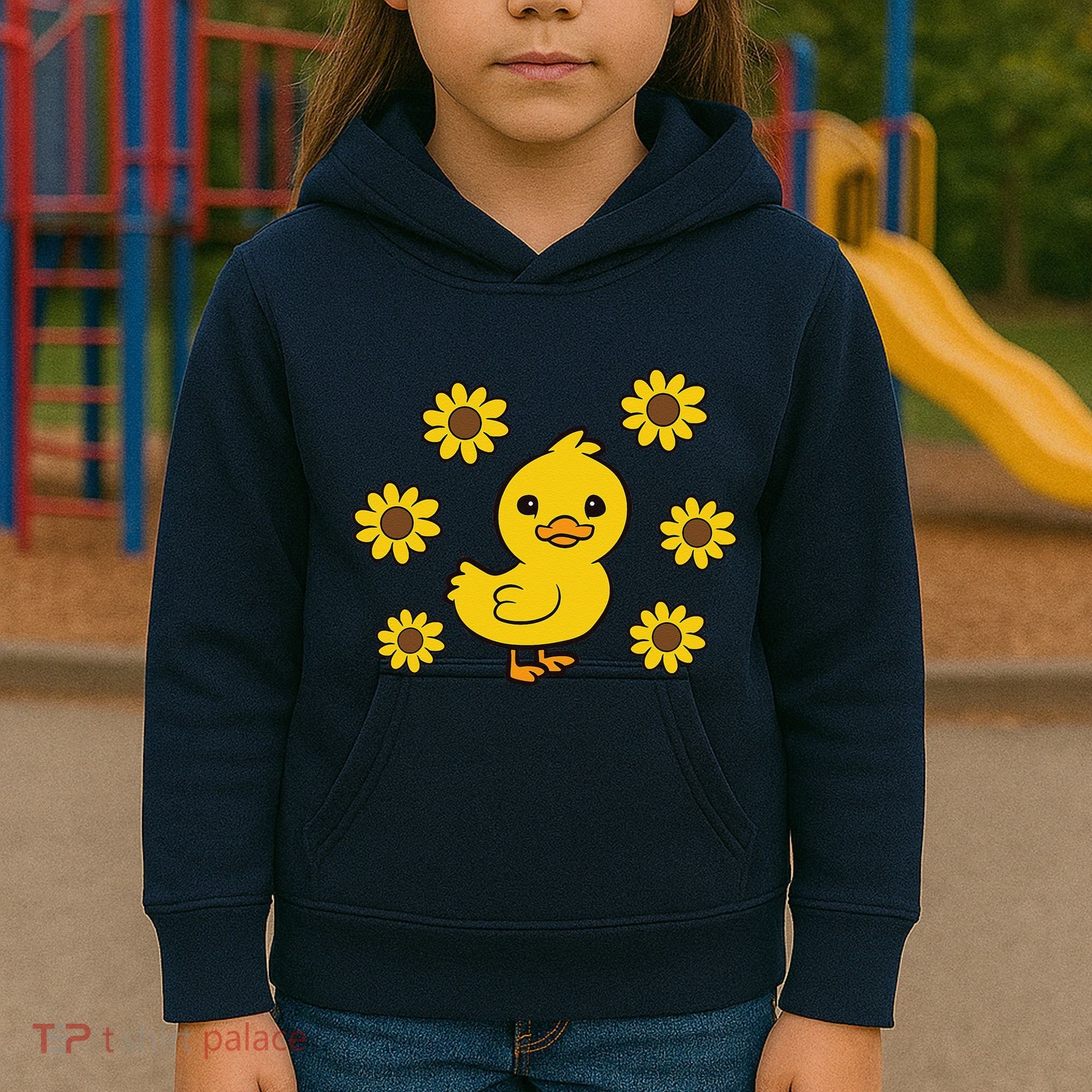 Cute Duck Summer Sunflower Kawaii Duck Kids Hoodie
