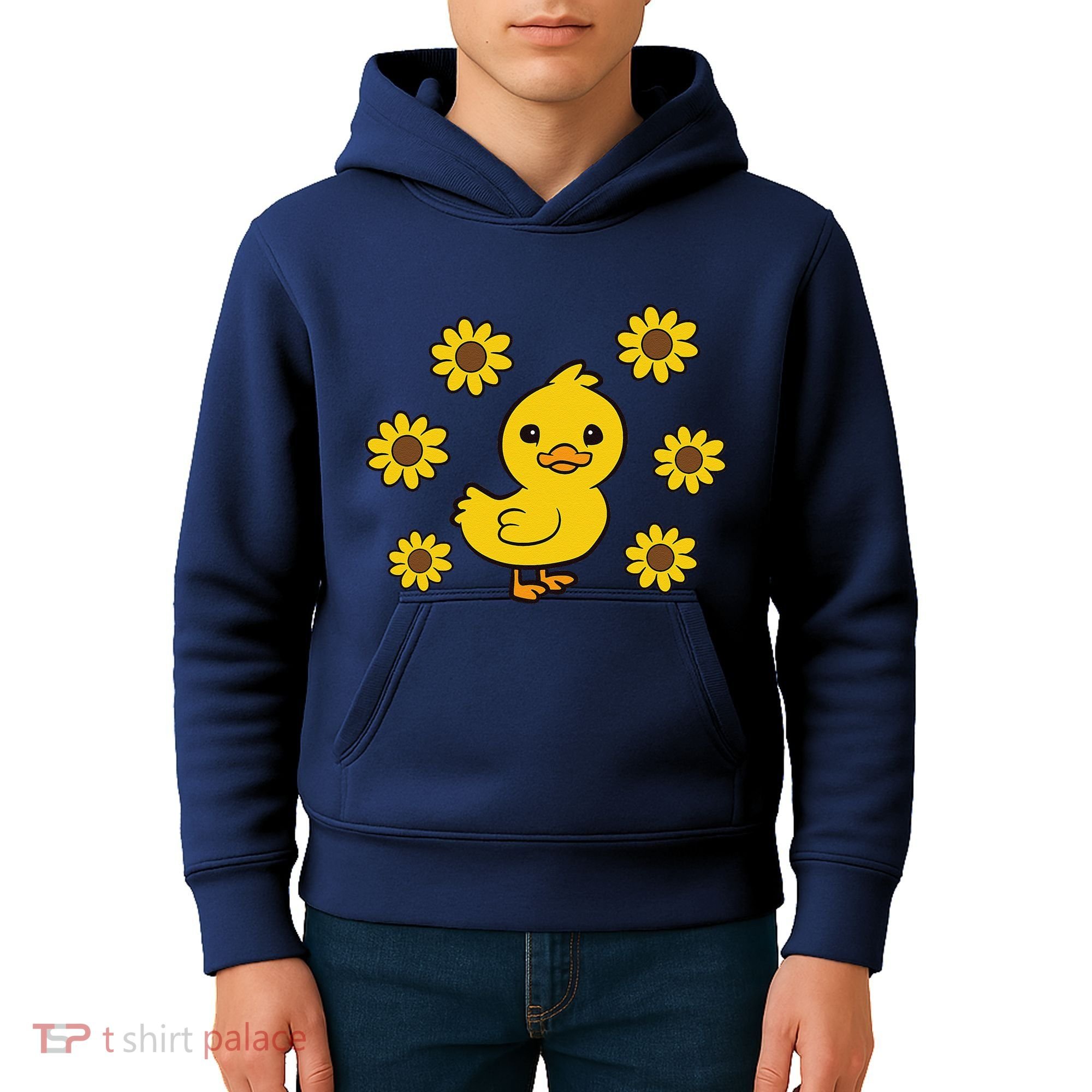 Cute Duck Summer Sunflower Kawaii Duck Kids Hoodie