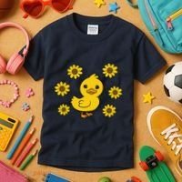 Cute Duck Summer Sunflower Kawaii Duck Kids T-Shirt thumb 3