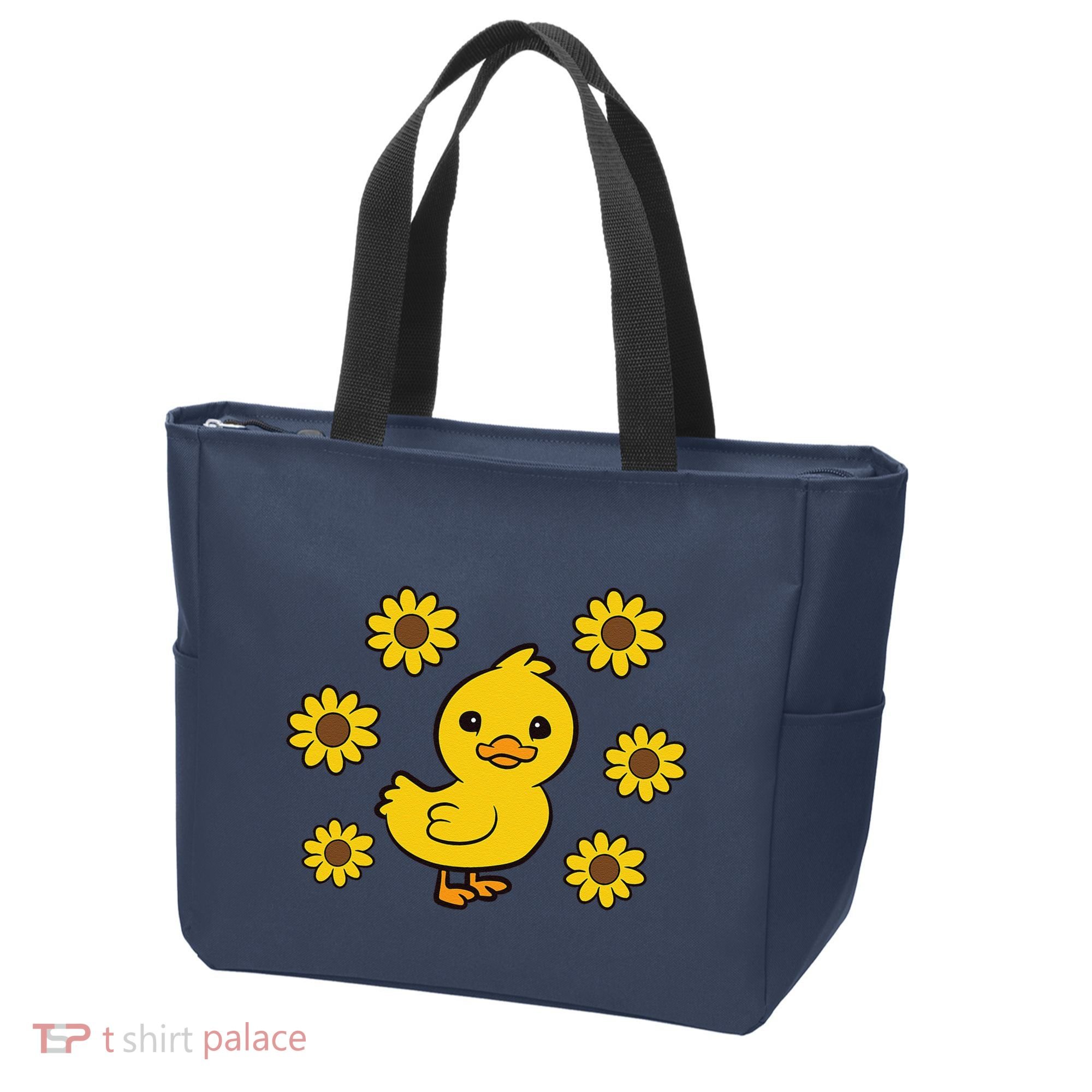 Cute Duck Summer Sunflower Kawaii Duck Tote Bag