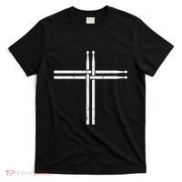 Christian Drum Stick Cross Funny Drummer T-Shirt thumb 0