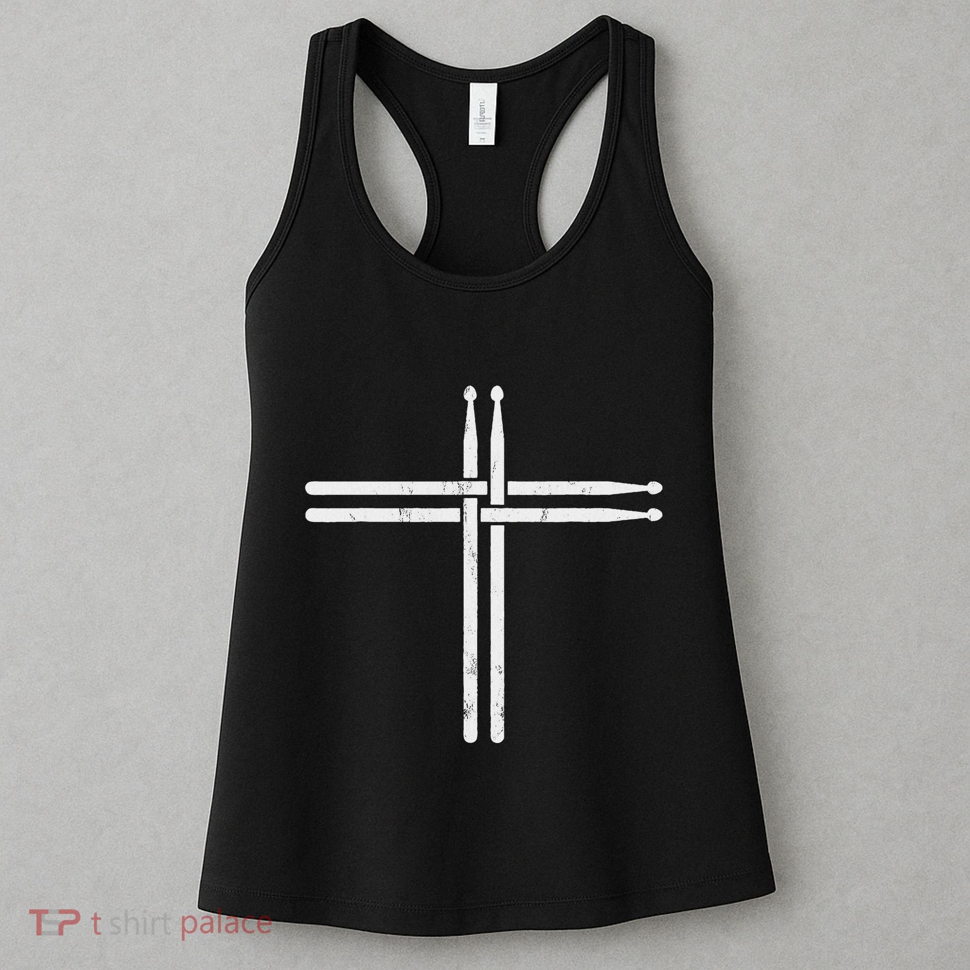 Christian Drum Stick Cross Funny Drummer Women's Tank Top