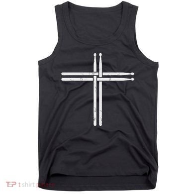 Christian Drum Stick Cross Funny Drummer Tank Top