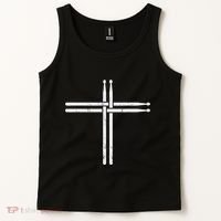 Christian Drum Stick Cross Funny Drummer Tank Top thumb 2