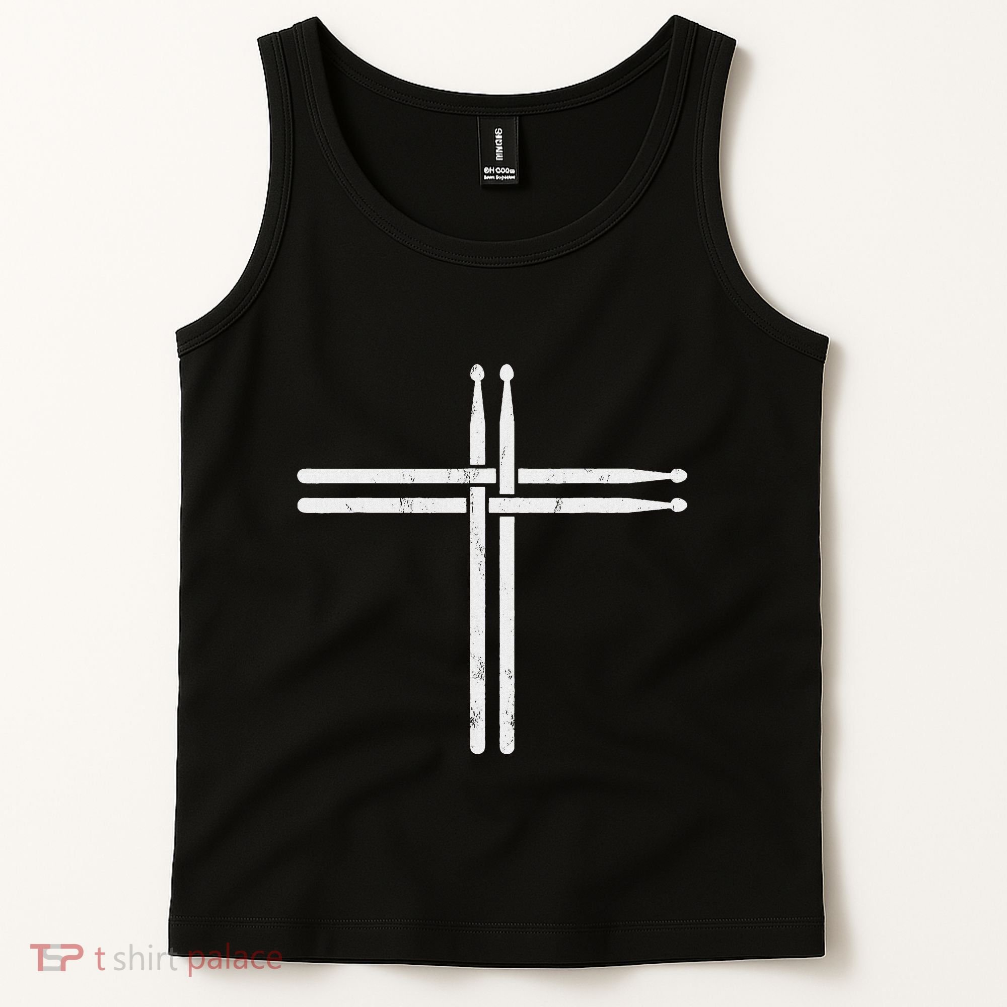 Christian Drum Stick Cross Funny Drummer Tank Top