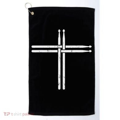 Christian Drum Stick Cross Funny Drummer Golf Towel