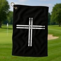 Christian Drum Stick Cross Funny Drummer Golf Towel thumb 1