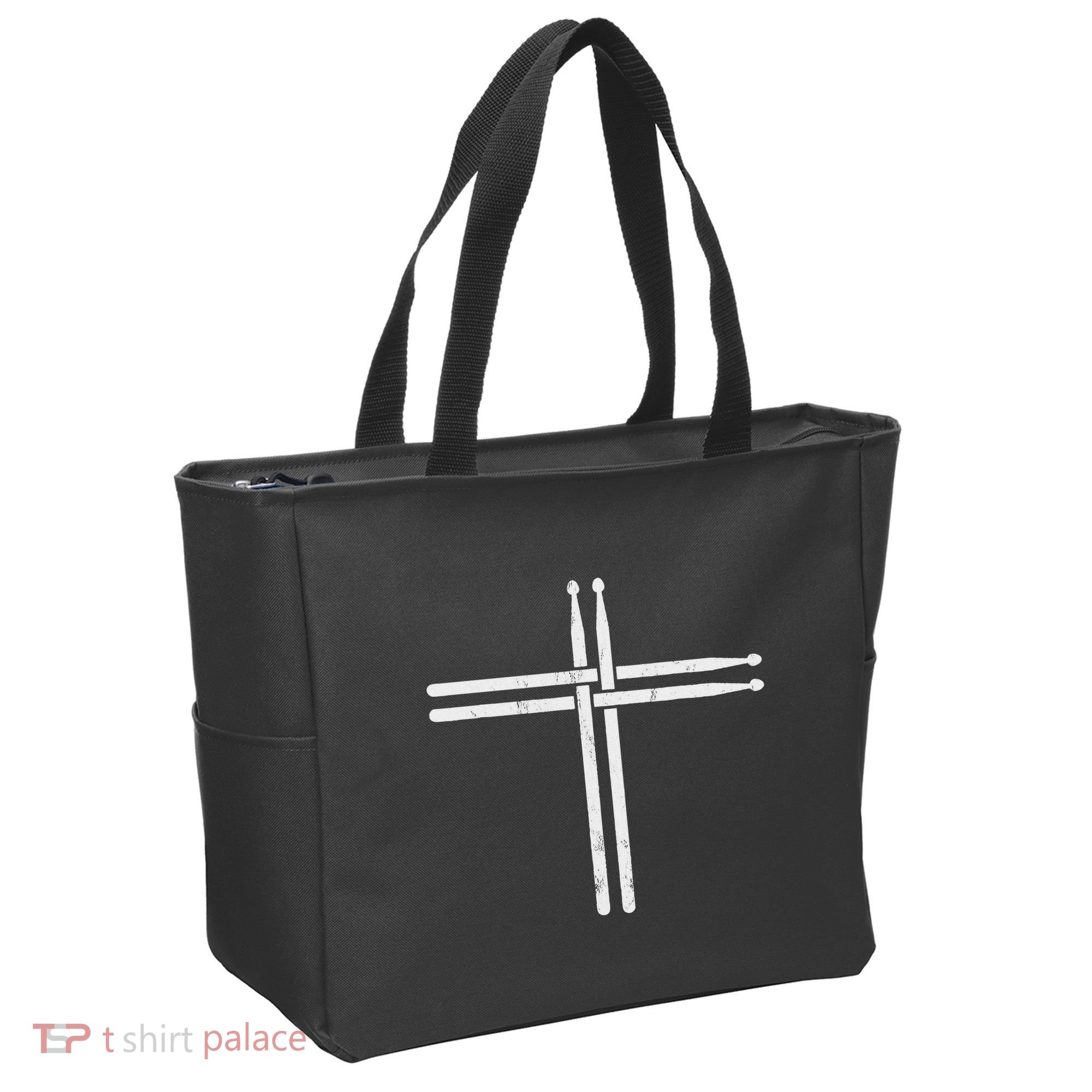 Christian Drum Stick Cross Funny Drummer Tote Bag