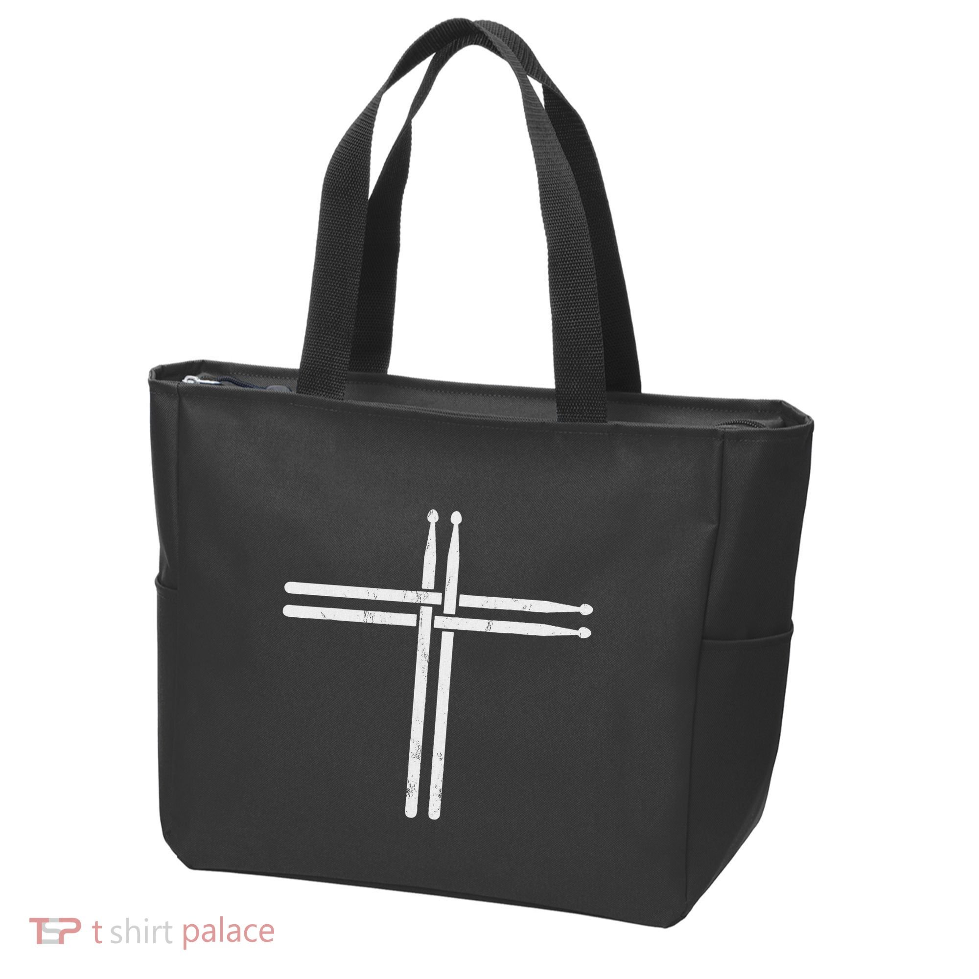 Christian Drum Stick Cross Funny Drummer Tote Bag