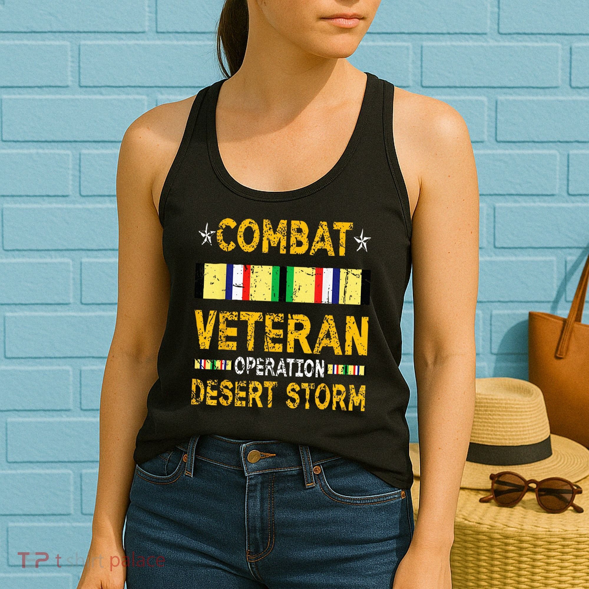 Combat Desert Storm Veteran Persian War Service Ribbon Women's Tank Top