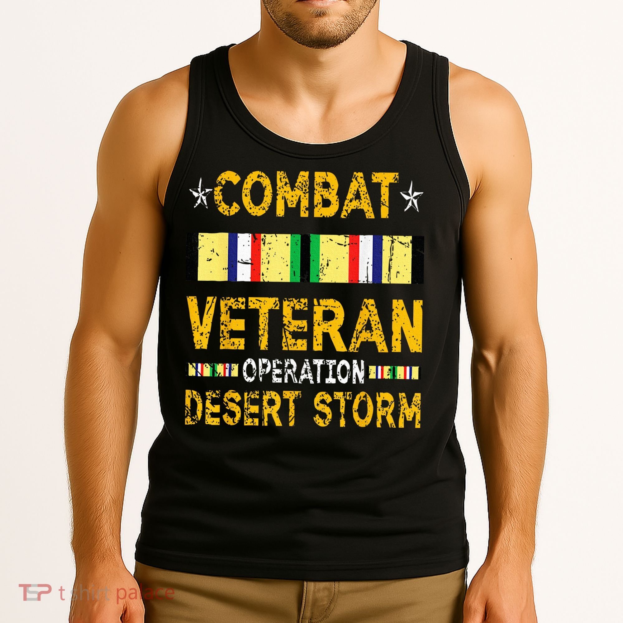 Combat Desert Storm Veteran Persian War Service Ribbon Tank Top