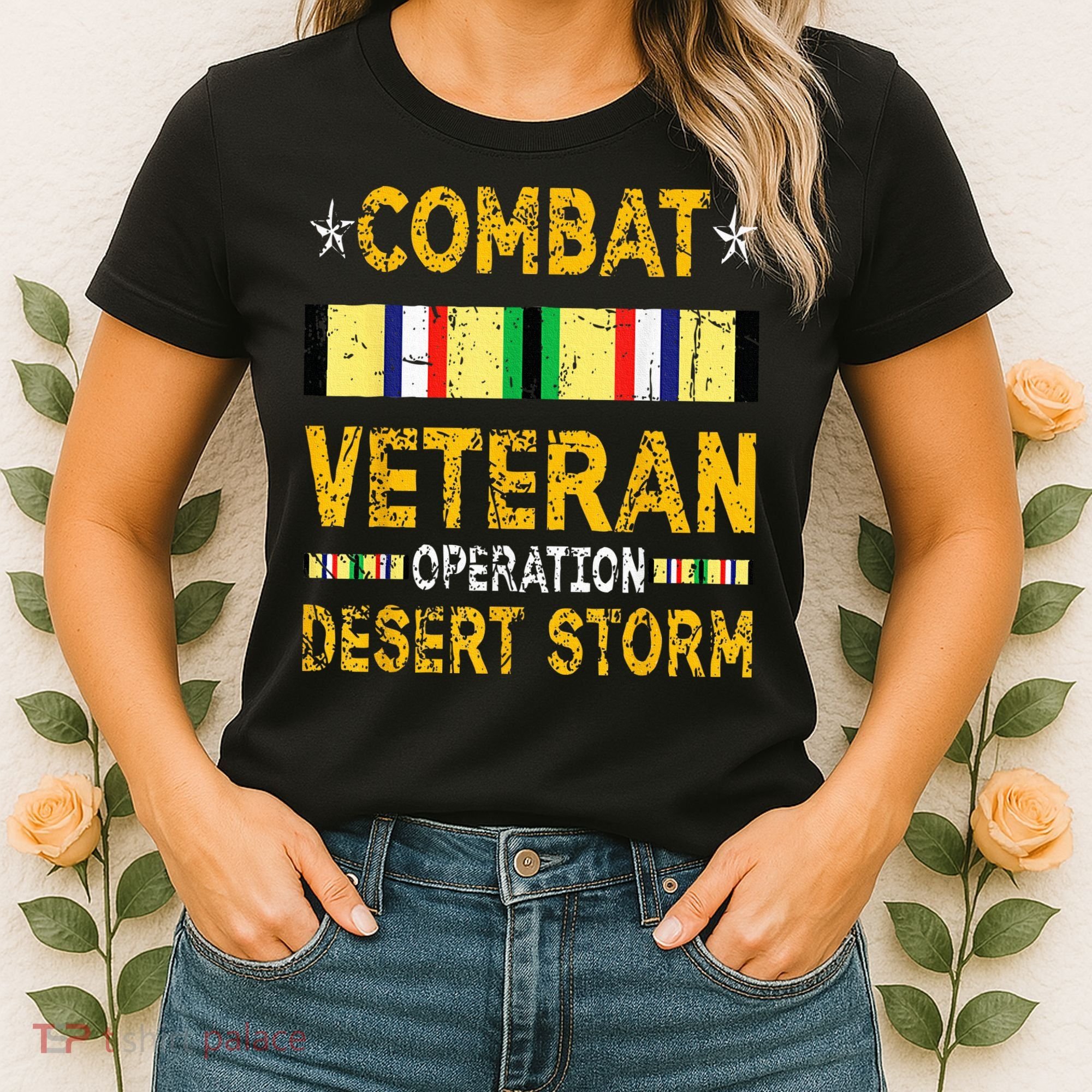 Combat Desert Storm Veteran Persian War Service Ribbon Women's T-Shirt