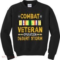 Combat Desert Storm Veteran Persian War Service Ribbon Kids Sweatshirt thumb 0