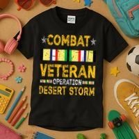 Combat Desert Storm Veteran Persian War Service Ribbon Kids T-Shirt thumb 3