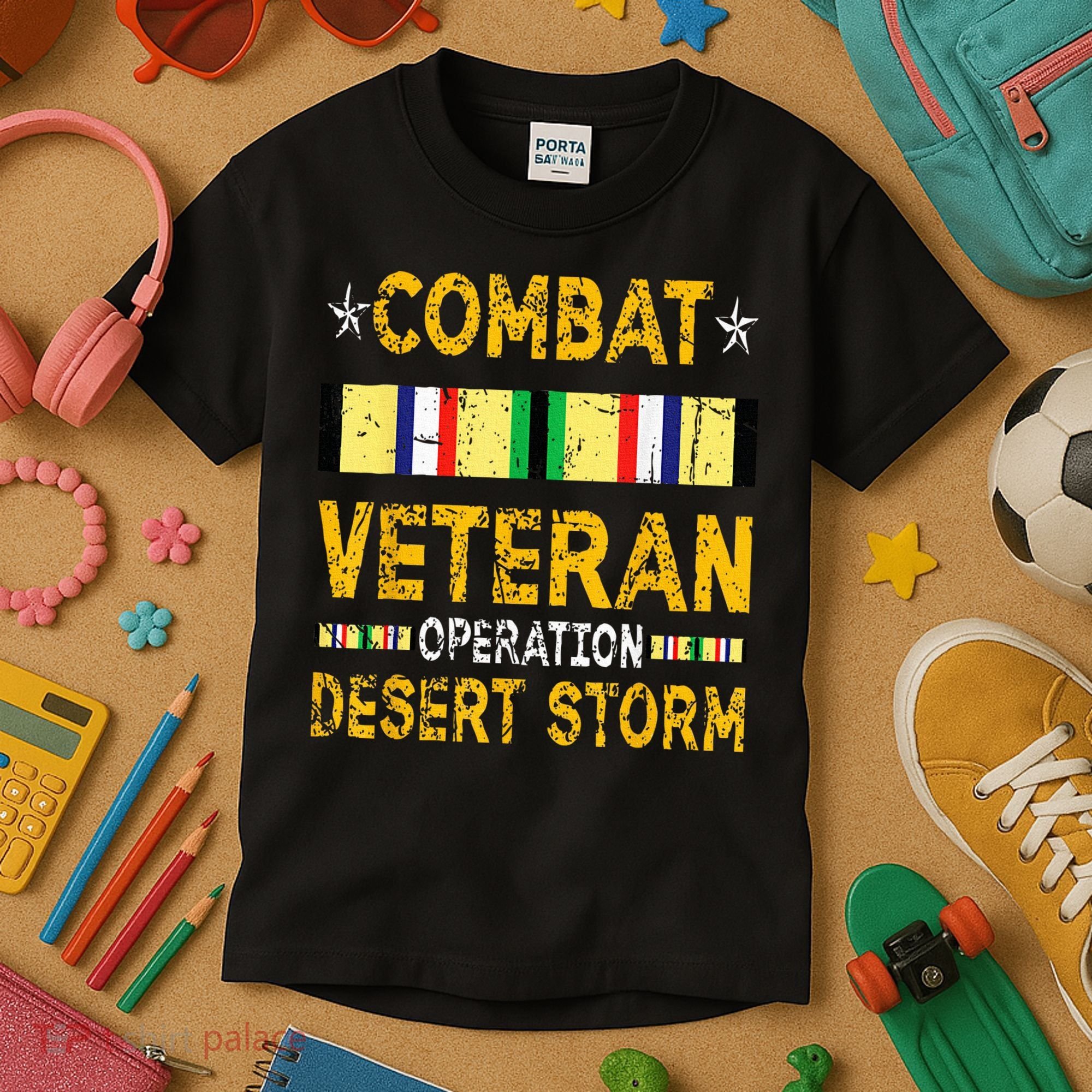 Combat Desert Storm Veteran Persian War Service Ribbon Kids T-Shirt