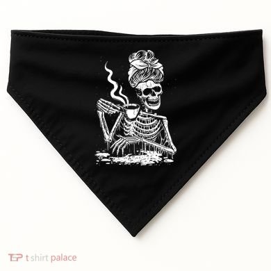 Coffee Drinking Skeleton Lazy DIY Halloween Costume USA-Made Doggie Bandana