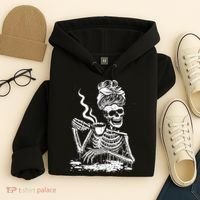 Coffee Drinking Skeleton Lazy DIY Halloween Costume Hoodie thumb 4