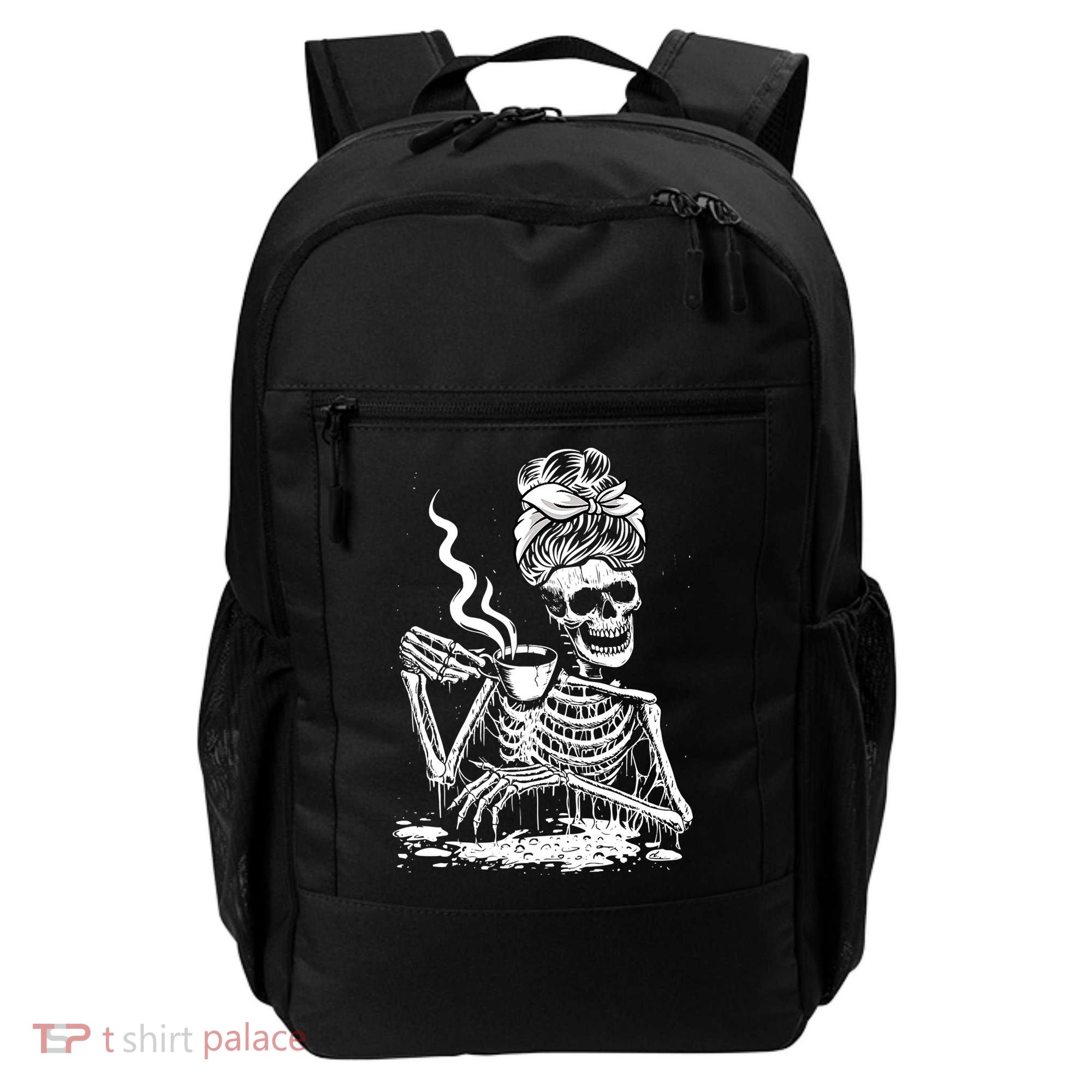 Coffee Drinking Skeleton Lazy DIY Halloween Costume Backpack