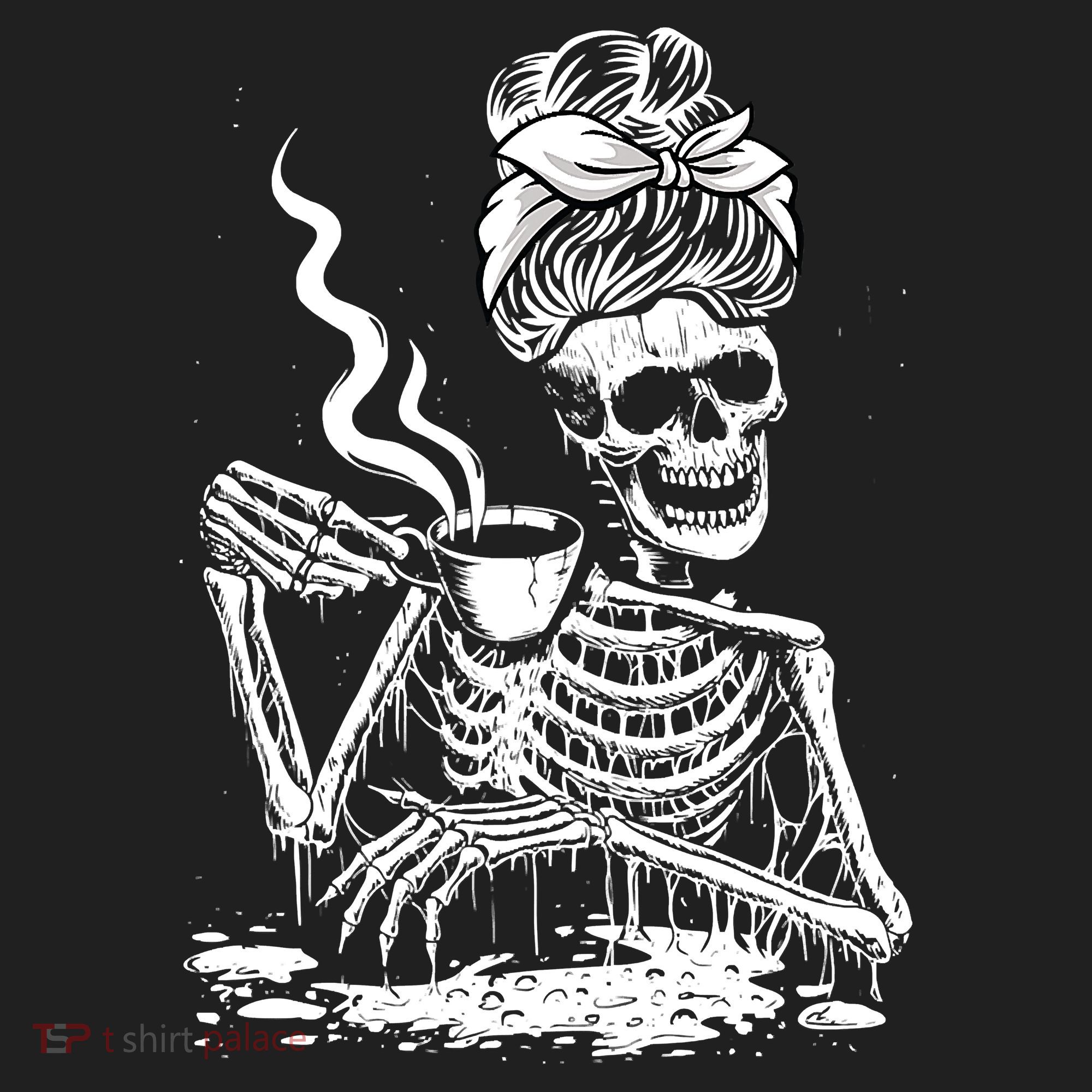 Coffee Drinking Skeleton Lazy DIY Halloween Costume Beanie