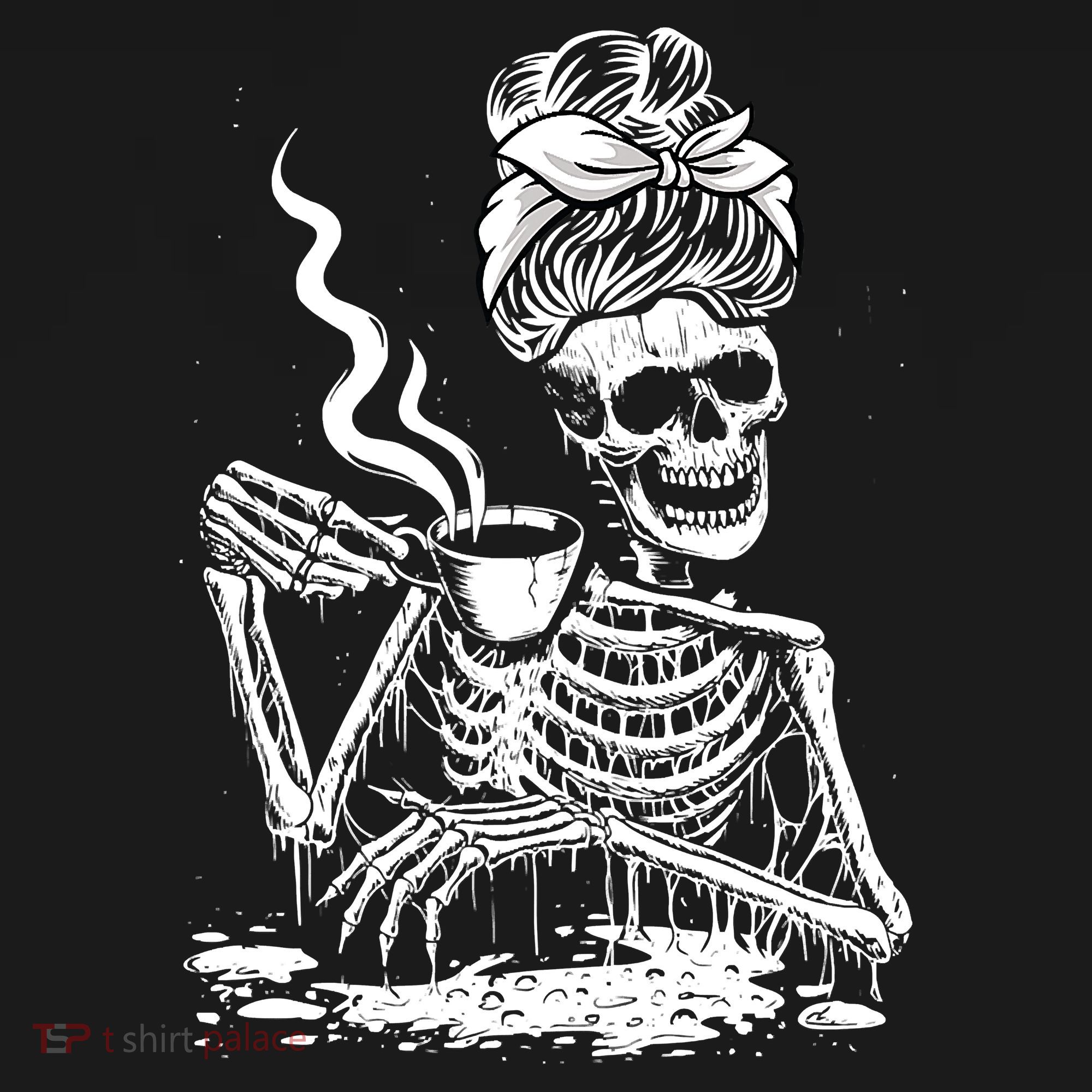 Coffee Drinking Skeleton Lazy DIY Halloween Costume Pajama Set