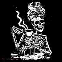 Coffee Drinking Skeleton Lazy DIY Halloween Costume Women's Hoodie thumb 2